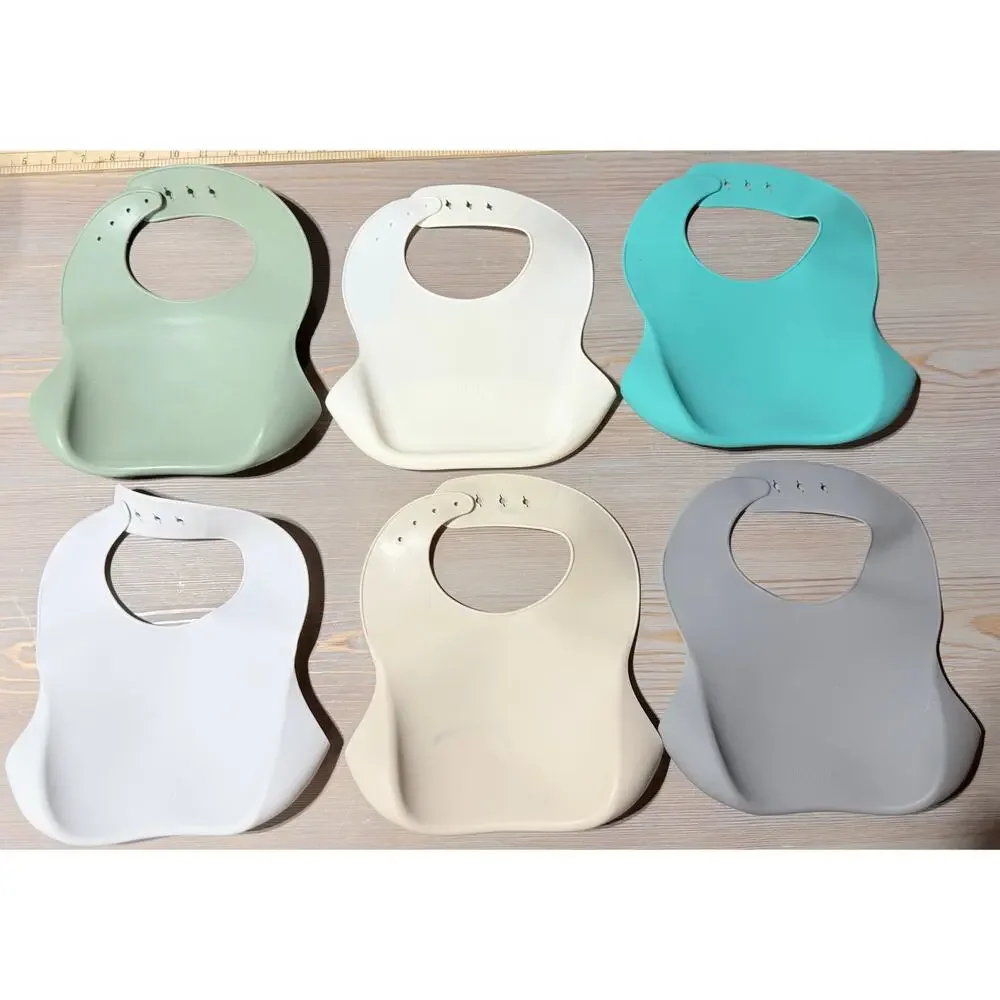 6 Assorted Silicone Baby Bib Bundle
